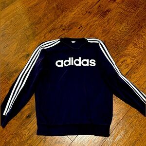 Adidas Men's Navy and White Crewneck Sweater